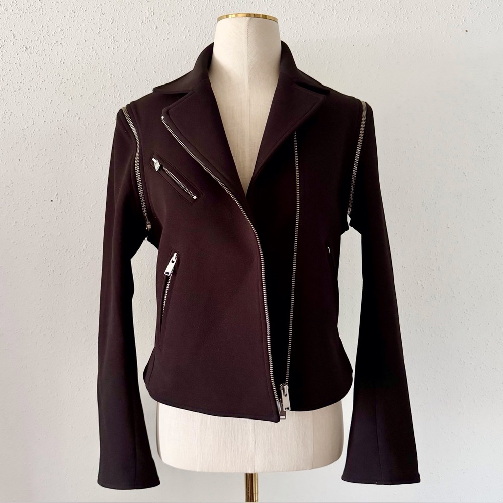 ISABEL DE PEDRO Zippered Moto Jacket Vest with Removable Sleeves Women's Size 8